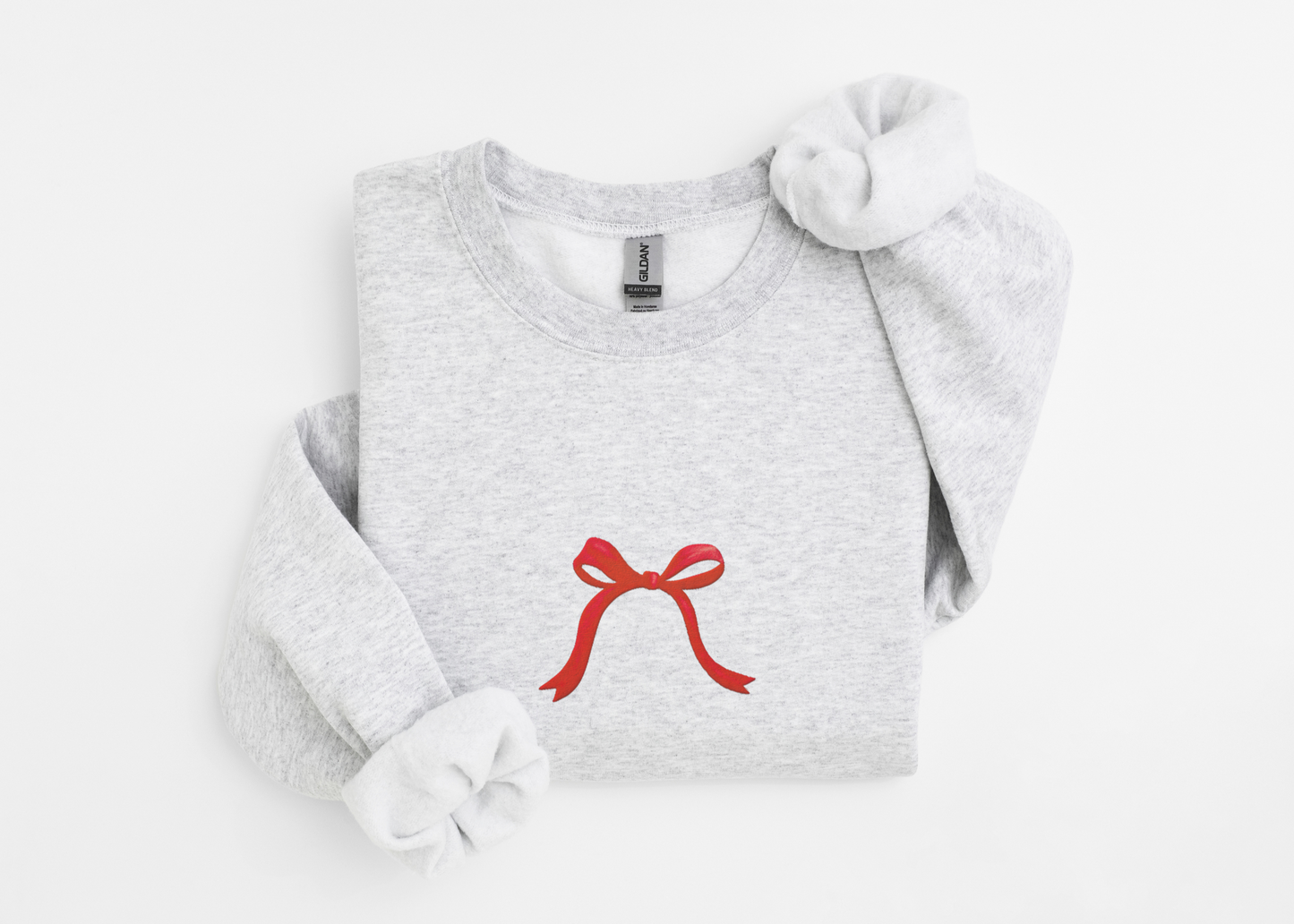 Embroidered Holiday Red Bow Sweatshirt